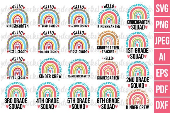 Back to School Rainbow Bundle Svg