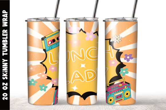 Lunch Lady Retro Back to School Tumbler for 20 oz Skinny Tumbler Full Wrap